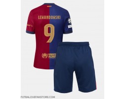 Barcelona Robert Lewandowski #9 Domáci Detský futbalový dres 2024-25 Krátky Rukáv (+ trenírky)